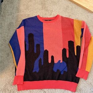 L&B Multicolor Desert Scene Crewneck Sweater